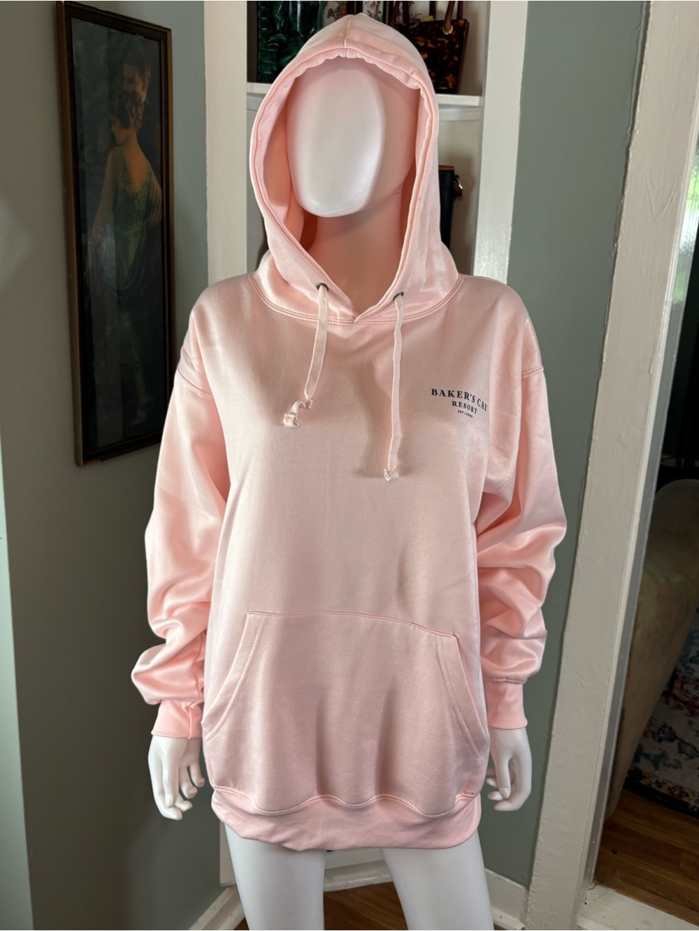 NWT New Bakers Cay Key Largo Resort Pink Hoodie Sweatshirt Souvenir Womens Large